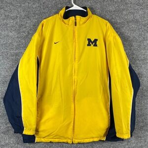 Vintage Nike Michigan Wolverines Jacket Mens‎ L Maize Blue Reversible Swoosh Y2K